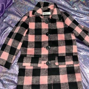 H&M Girls checkered Plaid Coat